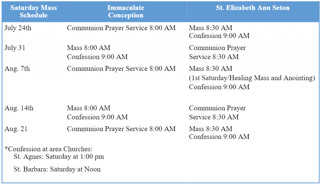 Mass Schedule - Immaculate Conception Church